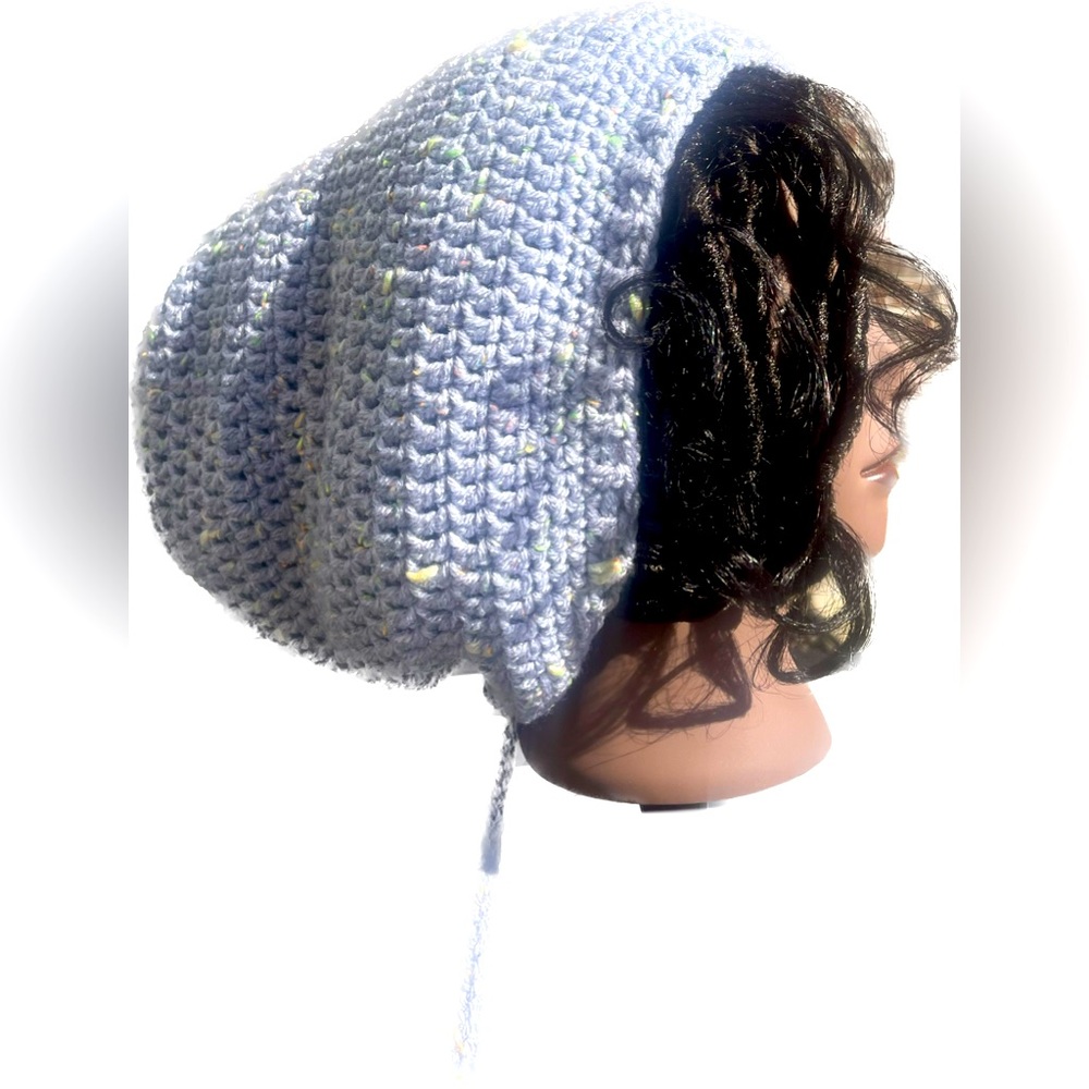 Slouchy Baby blue confetti Hand-made Tam♥️